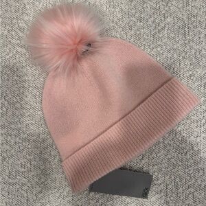 NWT Nordstrom Rack Women’s Cashmere Pink Knit Pom-Pom Beanie